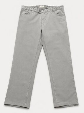 100% Capri Light Gray Cotton Stretch Straight Leg Pants Made in Capri Italy 50